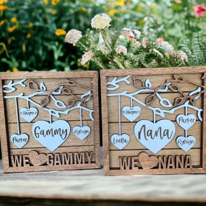 Personalized Heart Dangle Sign / Mother / Grandma / Christmas / Mother&#39;s Day / Personalized Family Sign / Anniversary / Engraved Gift /
