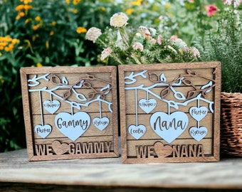 Personalized Heart Family Sign, Engraved Wood Mother's Day Gift