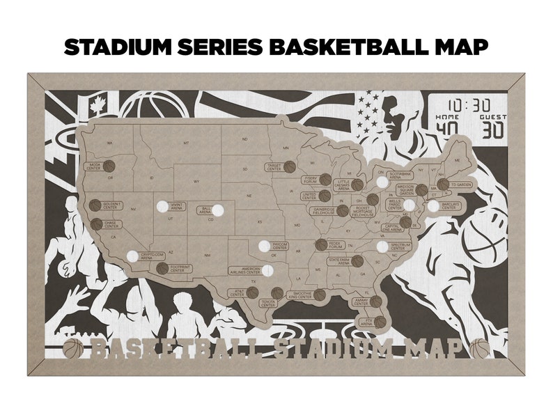 Laser Engraved Basketball Stadium Travel Map, Sports Gift - Etsy