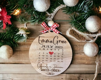 Adoption Ornament / Officially Adopted / Wanted / Chosen / Loved / Month Ornament / Christmas /Engraved / Engraved Adoption Ornament/Family
