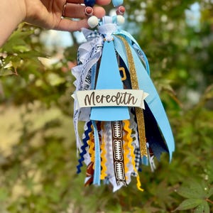 Custom Ribbon Bag Tassel & Charm / School Spirit / Bag Tag / Keychain / Megaphone / Cheer / Mom / Monogram Mom Gift / Backpack / Bag / Squad