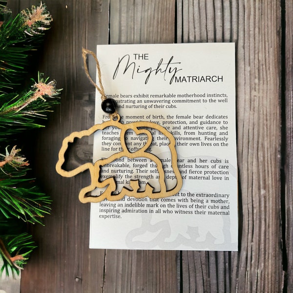 The Story of The Mighty Matriarch Bear Ornament / Mom / Motherhood / Christmas / Ornament / Wood / Minimalist / Gift / Mother's Day