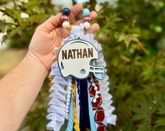 Custom Ribbon Bag Tassel & Charm / School Spirit / Bag Tag / Keychain / Football / Team  / Helmet / Mom / Monogram Mom Gift / Backpack / Bag