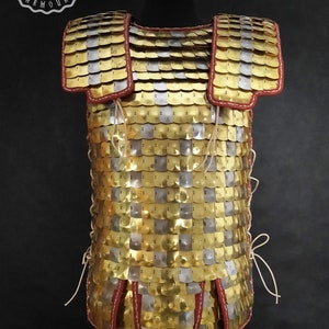 Roman scale armor.  Brass and steel scales, copper wire. Second version.