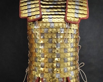 Roman scale armor.  Brass and steel scales, copper wire. Second version.