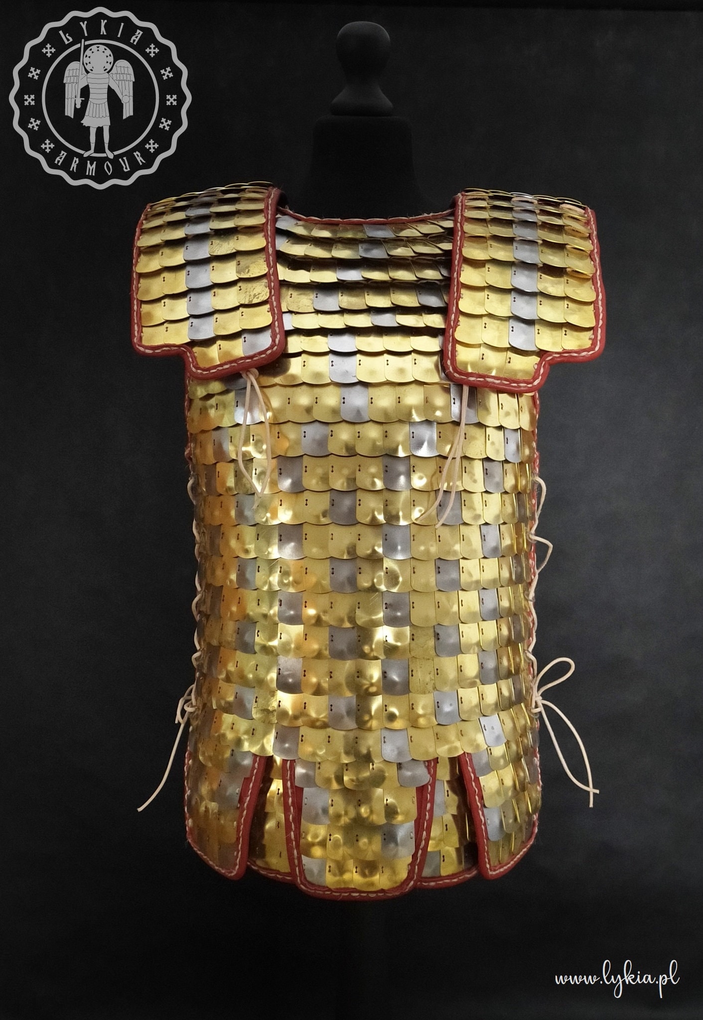 Roman scale armor.  Brass and steel scales, copper wire. Second version.