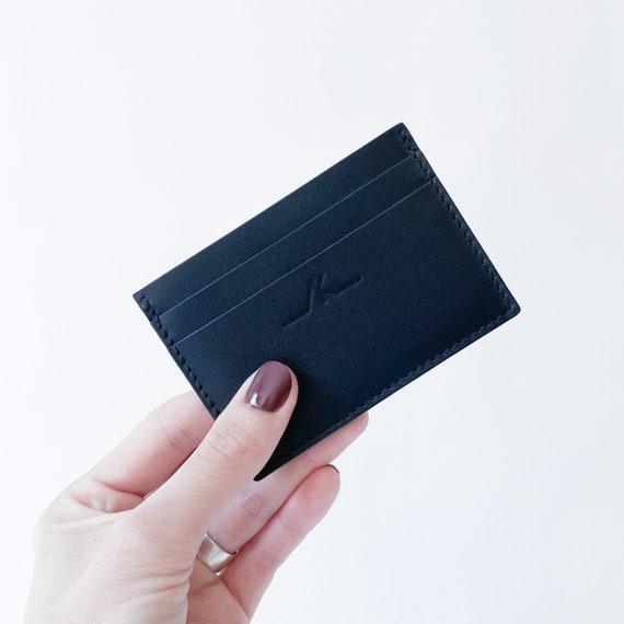 CARD Holder/premium Leather/navy Blue/minimalist/wallet/handmade