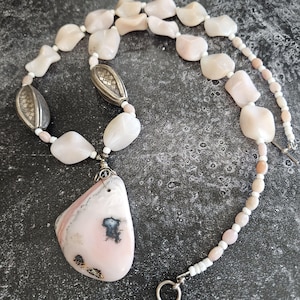 October birthstone - Pink Peruvian opal necklace - 28 inches