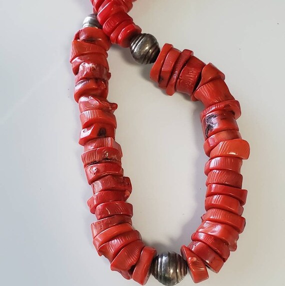 Handmade Red Coral Necklace - 17 inches - image 3