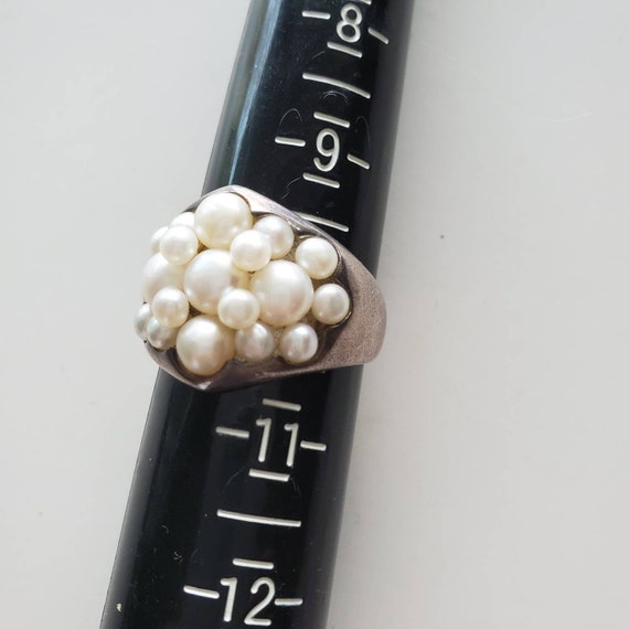 Vintage sterling silver pearl ring - Size 10.5 - … - image 6