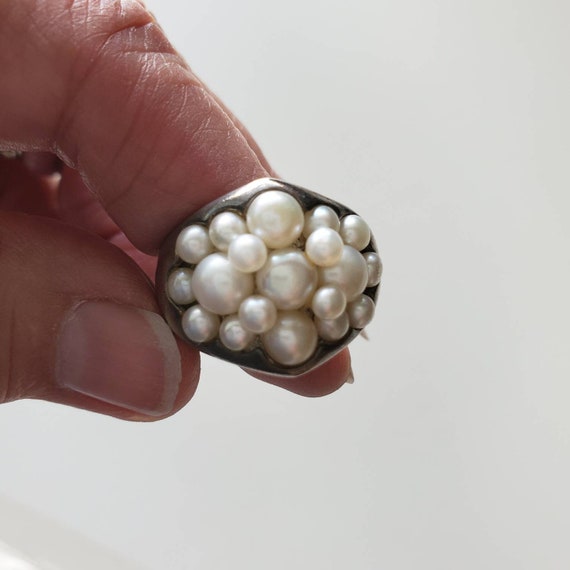 Vintage sterling silver pearl ring - Size 10.5 - … - image 3