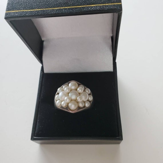 Vintage sterling silver pearl ring - Size 10.5 - … - image 7