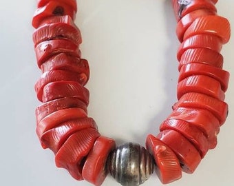 Handmade Red Coral Necklace - 17 inches