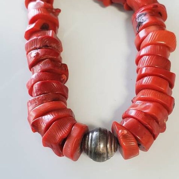 Handmade Red Coral Necklace - 17 inches - image 1