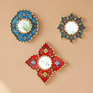 Small Accent Wall Mirror Set of 3 Decorative Vintage Silver