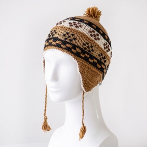 Peruvian Camel Alpaca Hat Chullo with ear flaps Winter 100% alpaca hat Super Soft Comfortable Men's and Women's unisex chullo Beanie image 1