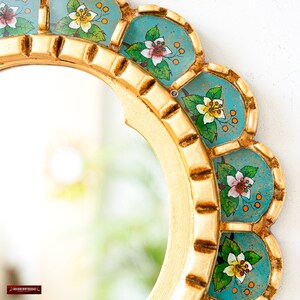 Miroirs ronds décoratifs pour la maison, miroirs muraux faits à la main pour la décoration de la maison, de la chambre ou du bureau Miroirs péruviens image 3