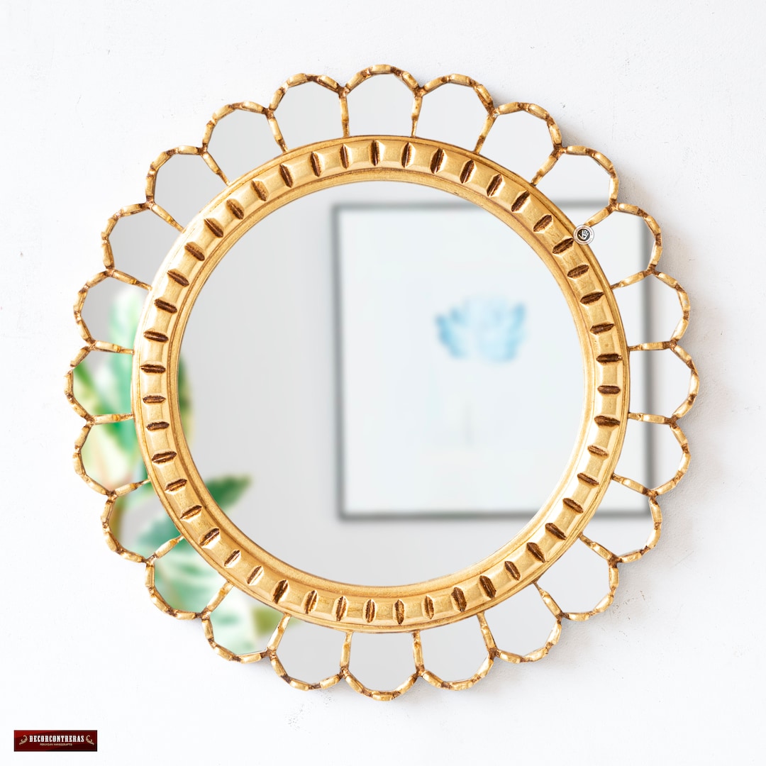 Handmade Decorative Gold Round Mirror 17.7" for Wall Decor | Accent ...