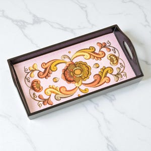 Peruvian Painted Glass Serving Tray with handles – Elegant Hostess Gift – Decorative breakfast tray– Housewarming Gift – Ships from USA