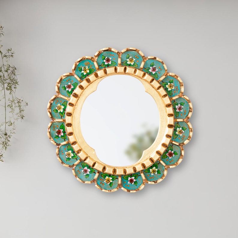 Miroirs ronds décoratifs pour la maison, miroirs muraux faits à la main pour la décoration de la maison, de la chambre ou du bureau Miroirs péruviens image 5
