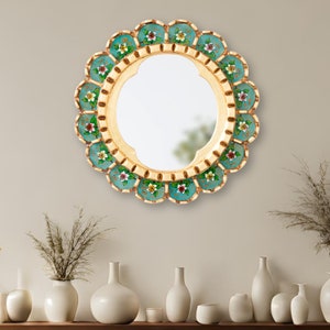 Miroirs ronds décoratifs pour la maison, miroirs muraux faits à la main pour la décoration de la maison, de la chambre ou du bureau Miroirs péruviens image 8