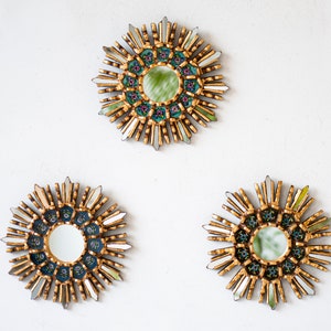 Decorative Gilded Wall Mirror set of 3 for wall decor | Peruvian Wall Hangings Sunburst Mirror decorations | Gift for the home | Boho decor