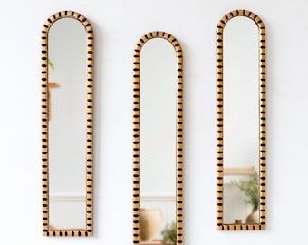 Peruvian Narrow Arch Wall Mirror Set | Vintage Gold Finish | Skinny Long Mirror living room | Perfect for Home Decor or Housewarming Gift