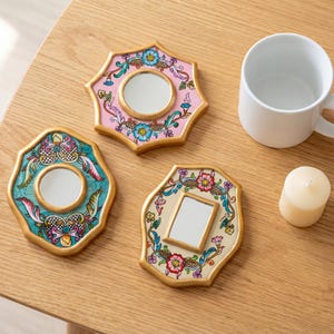 Accent Wall Mini Mirror 4" set of 3 for wall decor from Peru | Unique Gift Mirrors for her | Small Mirror decor | Ships from USA/ Canada image 2