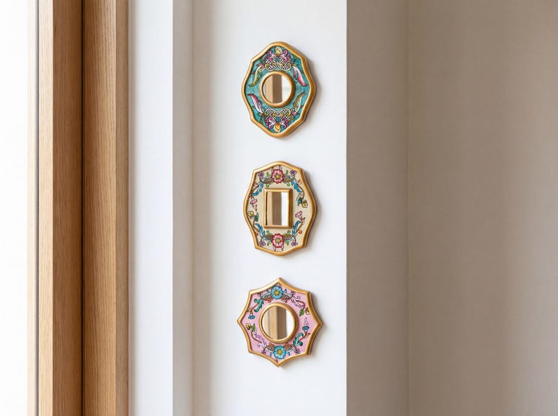 Accent Wall Mini Mirror 4" set of 3 for wall decor from Peru | Unique Gift Mirrors for her | Small Mirror decor | Ships from USA/ Canada image 3