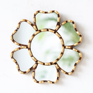 Peruvian Gold Small mirror 6&quot; for wall home decor | Flower design mirror decorations, office decor | Unique Gift - Ships from USA/ Canada