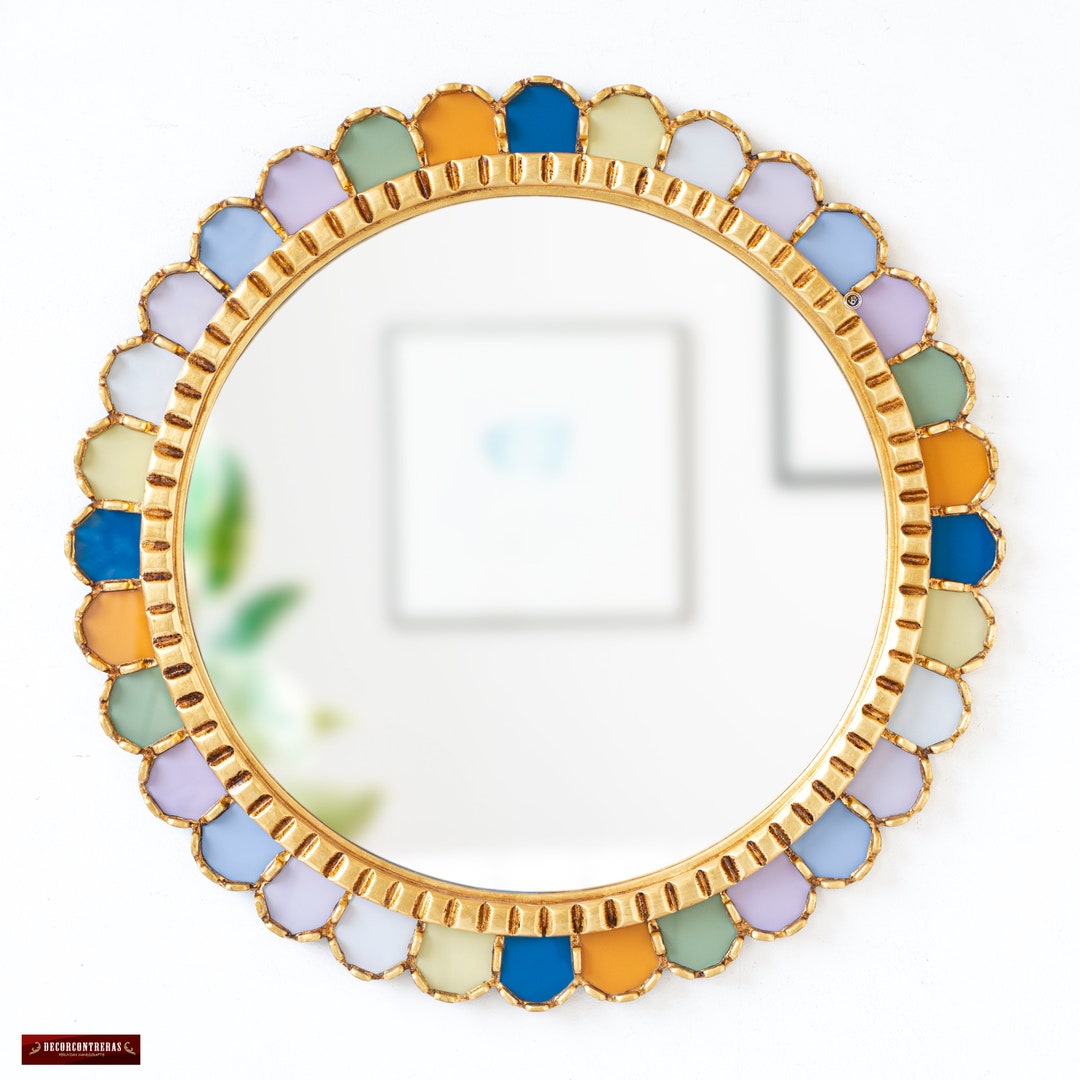Decorative Round Wall Mirror 23.6" for Living Room, Entryway | Peruvian ...