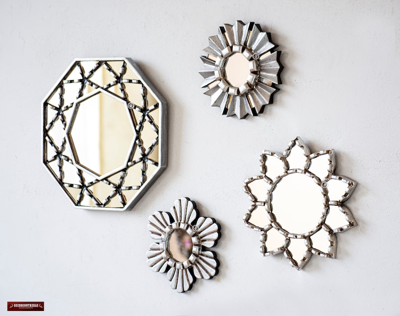 Decorative Silver Gilded Wall Mirror Set of 4 for Wall Room Etsy