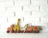 RARE Antique Rolling Wooden Circus Animal Toys