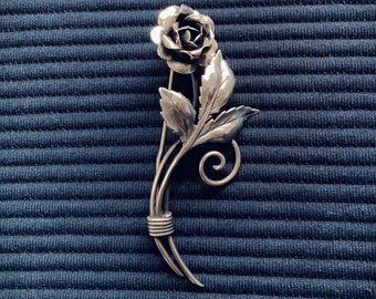 Vintage 1940 Sterling Silver Flower Brooch Vintage Lapel Pin  Vintage Brooch