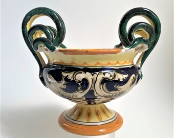 Scarce Fratelli Fanciullacci Raffaellesco Scrolled Handle  Small Urn Vase