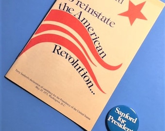 1976 Sanford for President Candidacy Speech Booklet and Button
