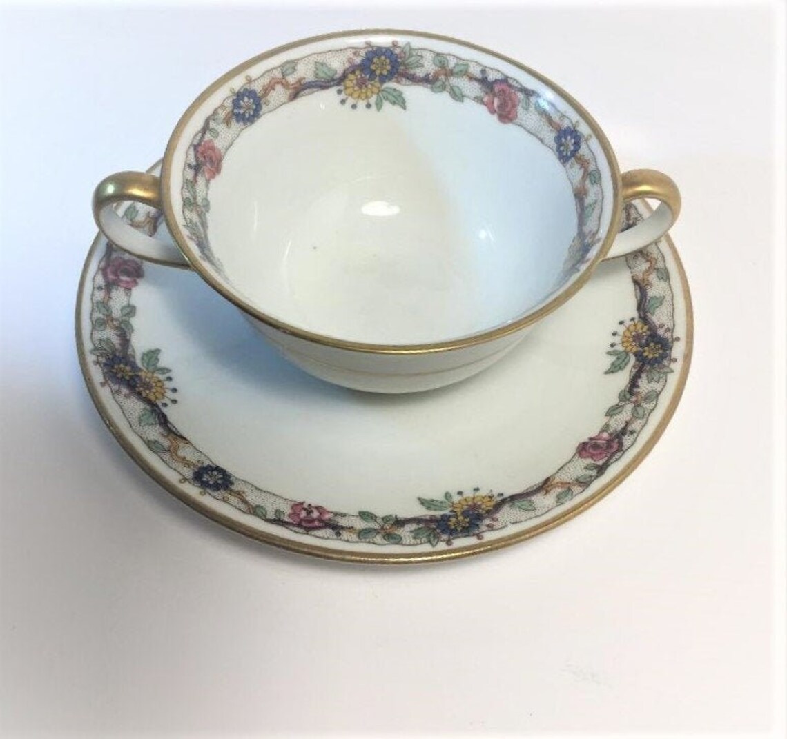C. Ahrenfeldt Limoges Two Handle Bouillon Cup and Saucer Sets Etsy