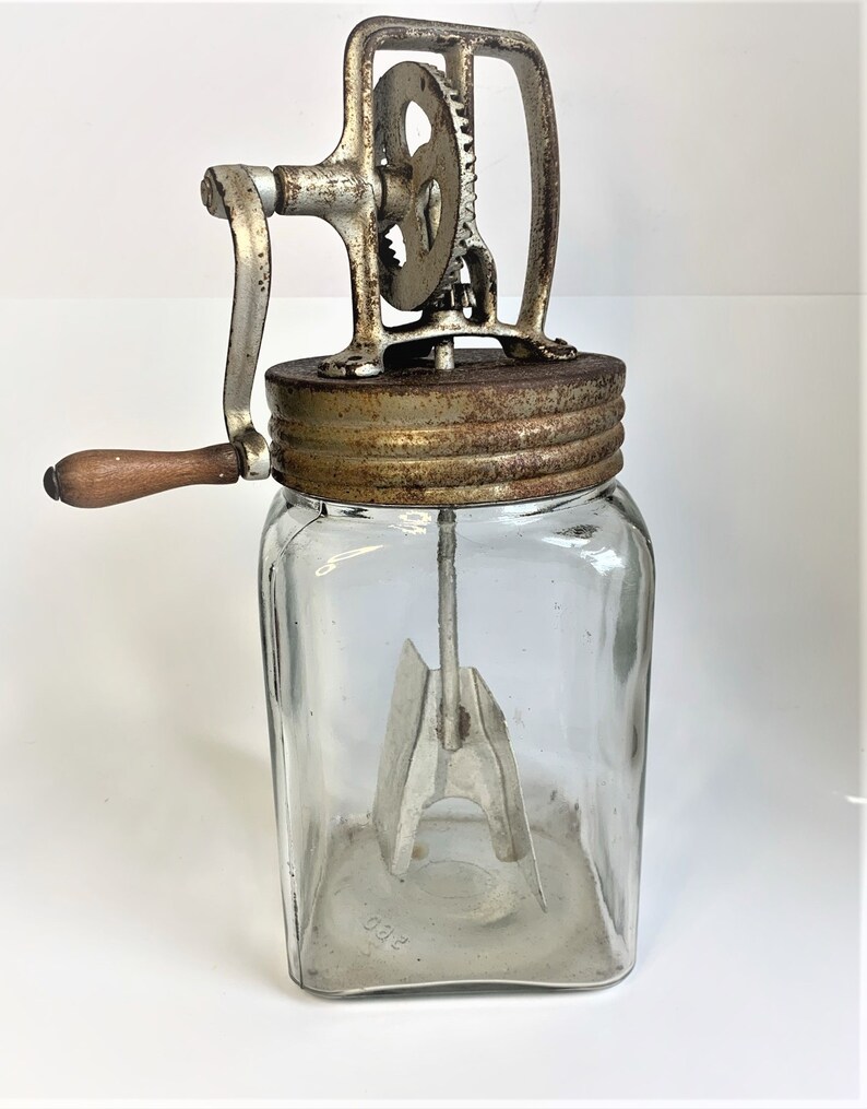 Antique Glass Butter Churn Etsy