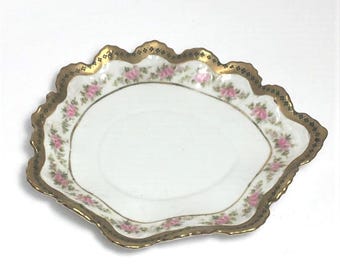 Antique Porcelain Dish, M Z Austria, Moritz Zdekauer, Hand Painted