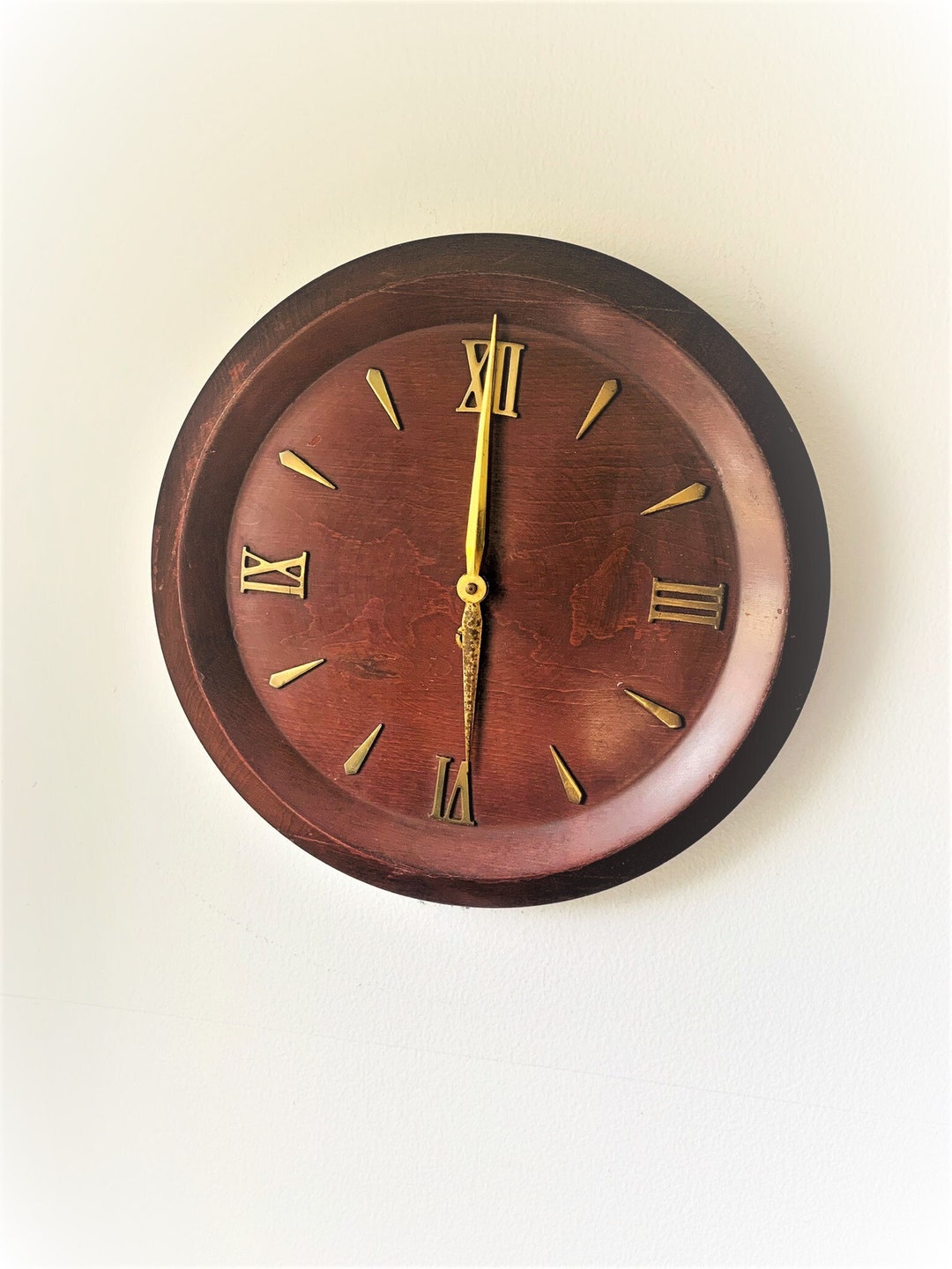 Vintage Solid Wood French Wall Clock 12 Etsy