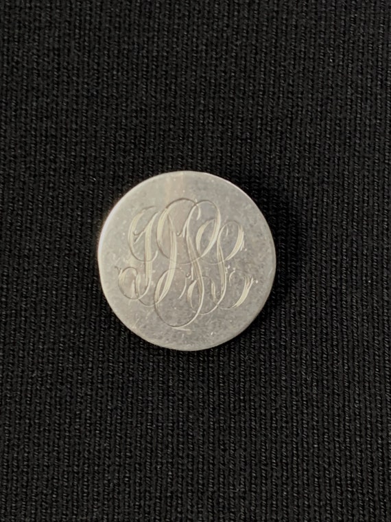 Vintage Sterling Silver Engraved Initial Lapel Pi… - image 1