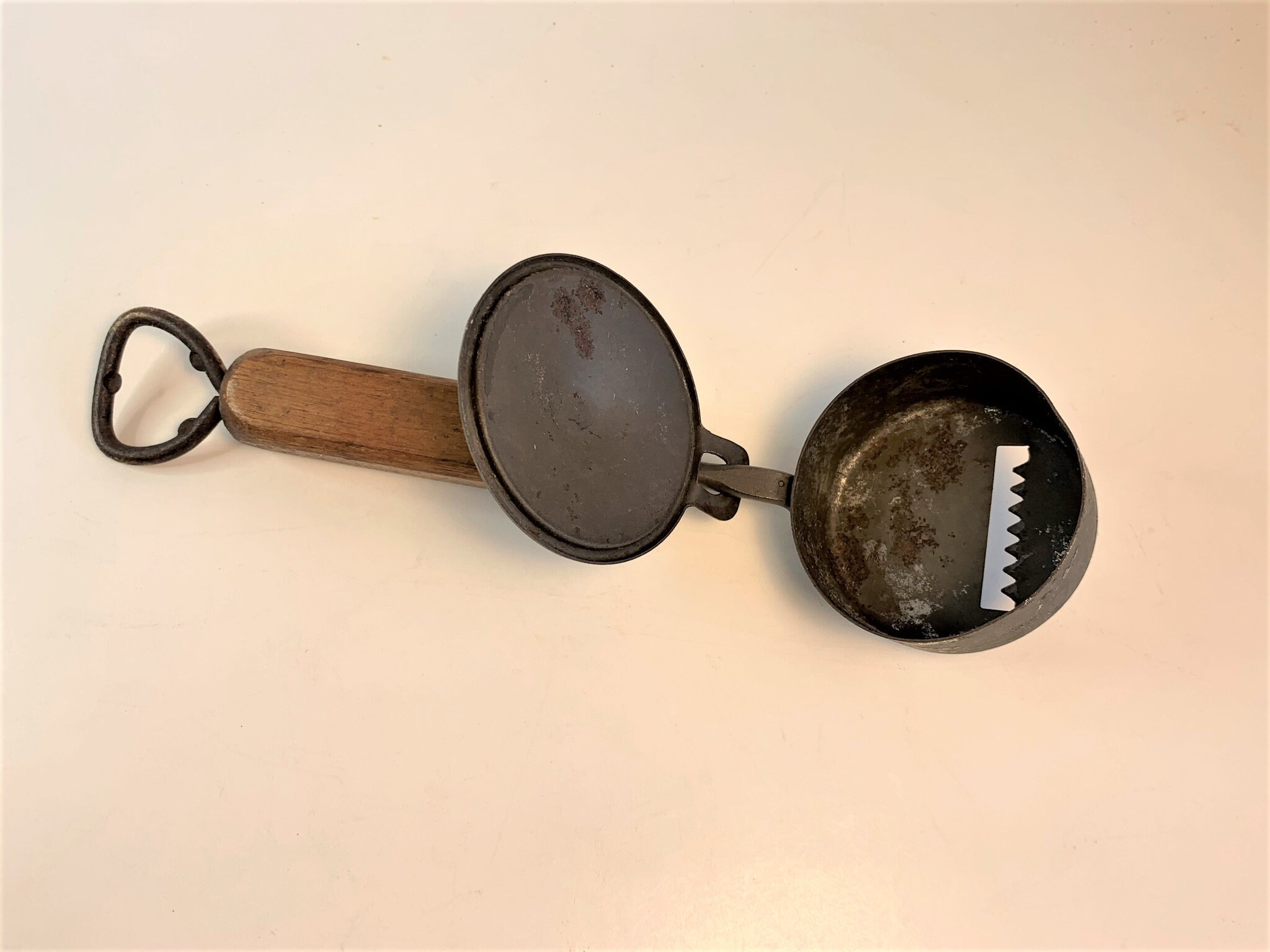 Antique Lidded Ice Shaver with Wooden Handle c.Early Etsy