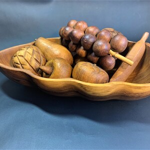 Mid Century Alii Woods, Hawaii 9 Pc. Carved Fruit Bowl Set Philippines