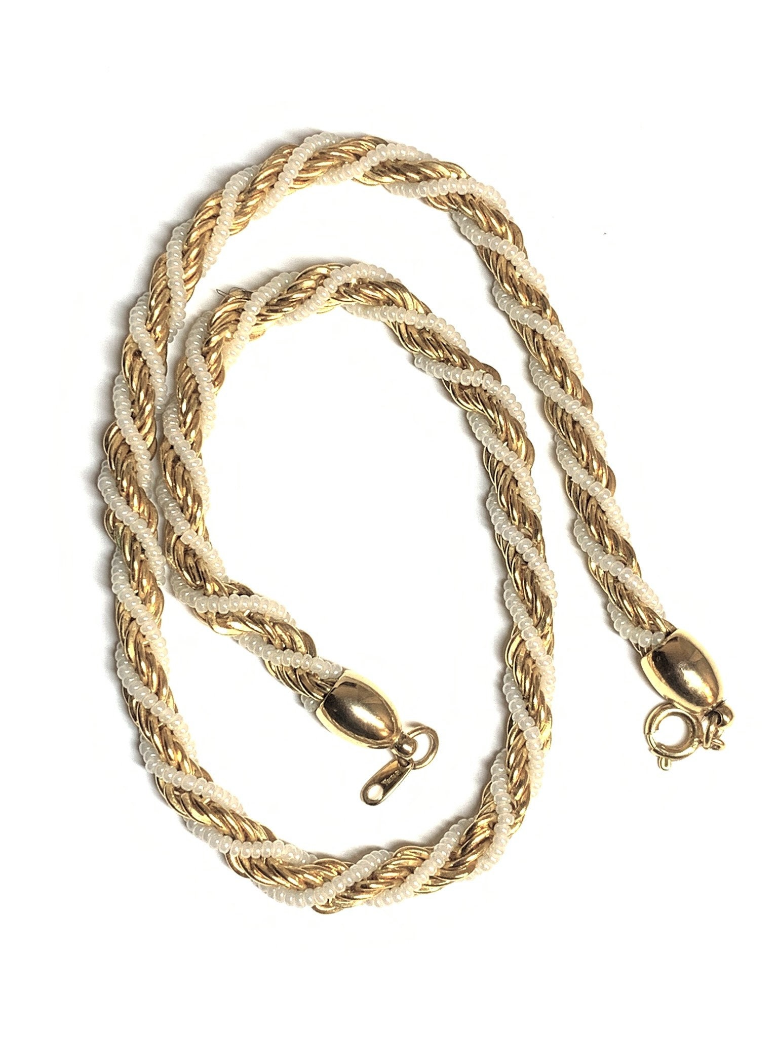 Vintage Trifari Gold Tone & Faux Pearl Twist Rope Necklace - Etsy