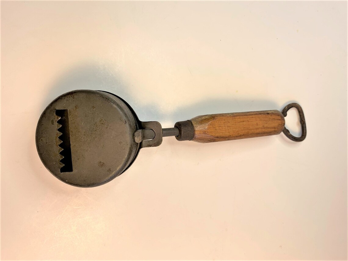 Antique Lidded Ice Shaver with Wooden Handle c.Early Etsy