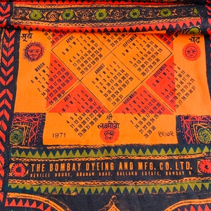Vintage Advertising Specialty Linen Cloth Wall Hanging Bombay Dyeing and MFG Co. LTD. 1971  Ethnic Cloth Art Print