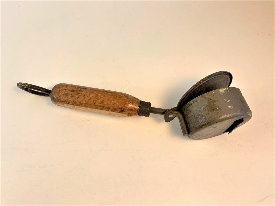 Antique Lidded Ice Shaver with Wooden Handle c.Early Etsy