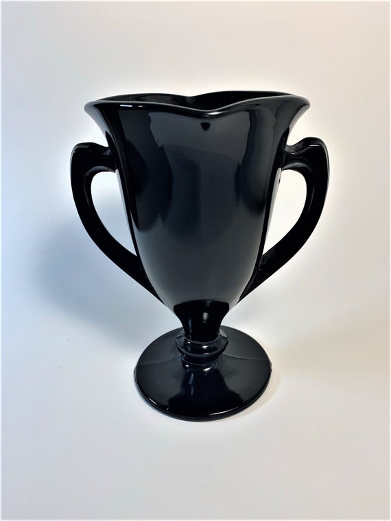 Vintage Glass Trophy Vase with Handles Vintage Glass Trophy Vase with Handles
