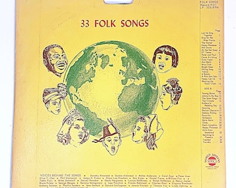 33 Folk Songs A 1958 Sampler by World Around Songs CRS Inc. Vintage Vinyl international Folk Songs