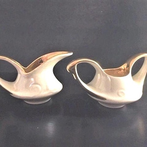 Pearl China Company Lusterware Creamer and Sugar 22K Gold Trim 1940&#39;s